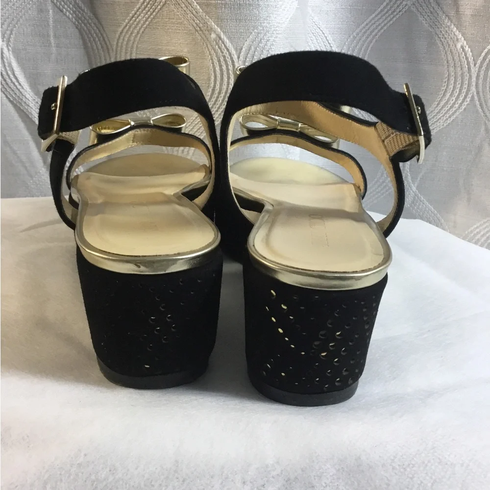 Jimmy Choo Women's Black & Gold Bow Sandals